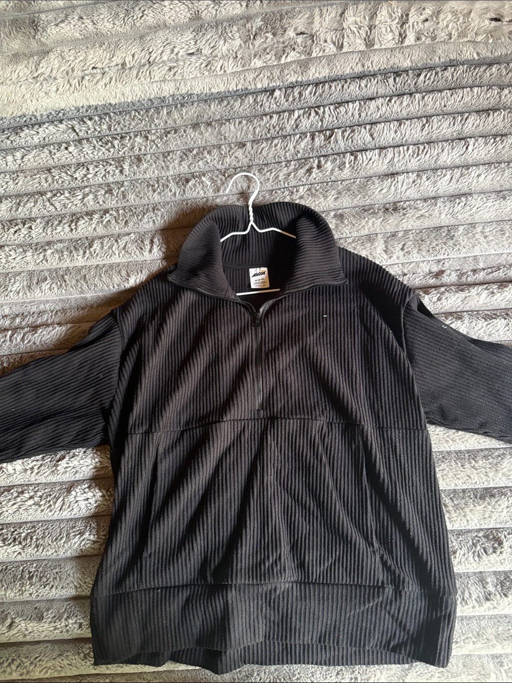 Avia Black Ribbed Half-Zip Pullover Jacket